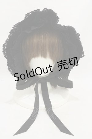 画像: BABY,THE STARS SHINE BRIGHT / 別珍トーションレースフルボンネット  ブラック H-25-09-22-014-BA-AC-NS-ZH
