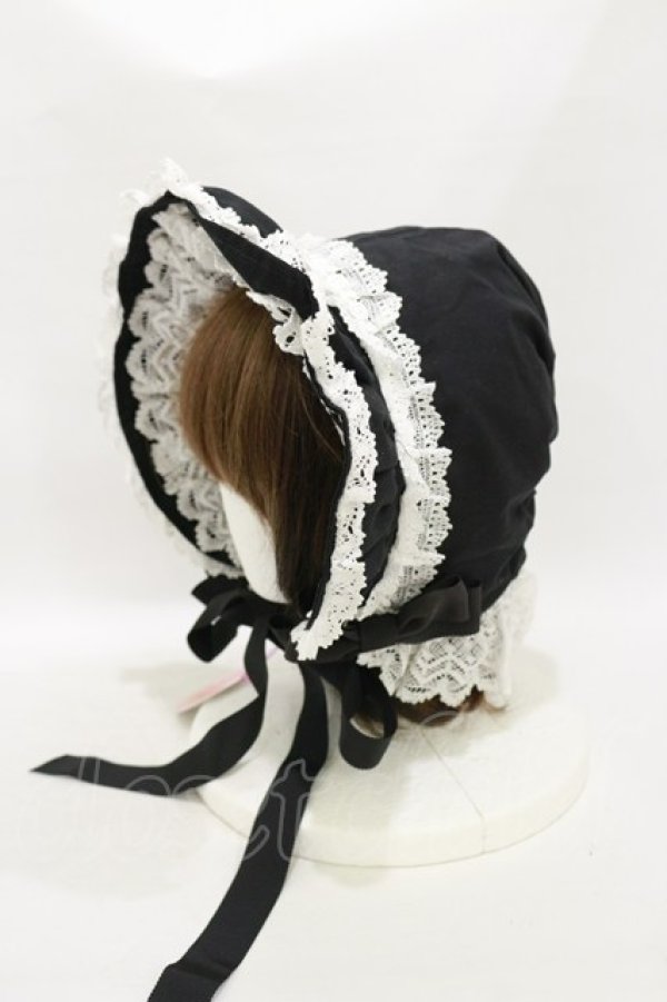 画像2: BABY,THE STARS SHINE BRIGHT / トーションレースのフルボンネット  ブラック/オフ白 H-25-09-22-015-BA-AC-NS-ZH (2)