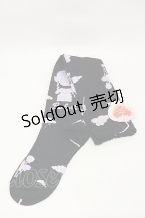 画像: BABY,THE STARS SHINE BRIGHT / くみゃちゃんのふわふわお空でTea Party柄オーバーニーソックス  ブラック H-25-09-22-018-BA-ZA-NS-ZH