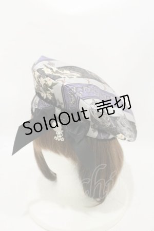 画像: ALICE and the PIRATES / St.Lily Wolf〜狼騎士と百合の誓い〜柄ベレー帽  ブラック H-25-09-22-002-PA-AC-NS-ZH