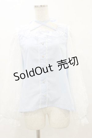 画像: Lovely Tency / 眞白ありすコラボ/レーススリーブブラウス L サックス H-25-09-22-033-LO-BL-NS-ZH