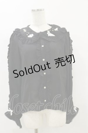 画像: axes femme kawaii / ハロウィンナイト刺繍ブラウス M ブラック H-25-09-22-035-AX-BL-NS-ZH