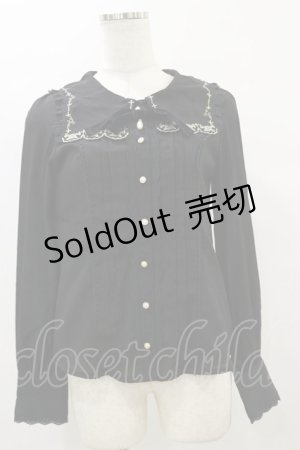 画像: axes femme kawaii / スカラップバラ刺繍ブラウス M ブラック H-25-09-22-037-AX-BL-NS-ZH
