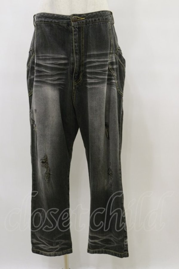 画像1: ALGONQUINS / ダメージデニムパンツ  グレー H-25-09-23-048-AL-PA-KB-ZH (1)