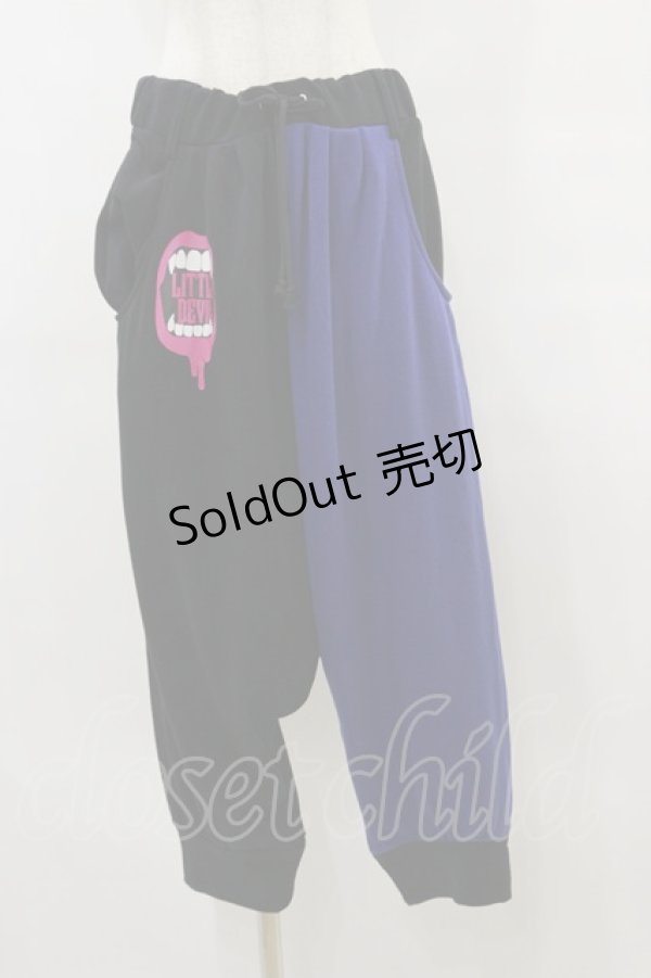 画像1: HELL CAT PUNKS / バイカラーサルエルパンツ F 黒 H-25-09-23-052-PU-PA-KB-ZH (1)