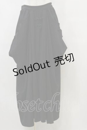 画像: Qutie Frash / ハカマワイドパンツ  黒ストライプ H-25-09-23-057-QU-PA-KB-ZH