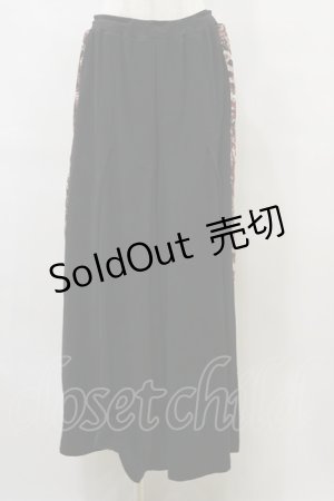 画像: Qutie Frash / 和柄切替ワイドパンツ  黒 H-25-09-23-058-QU-PA-KB-ZH