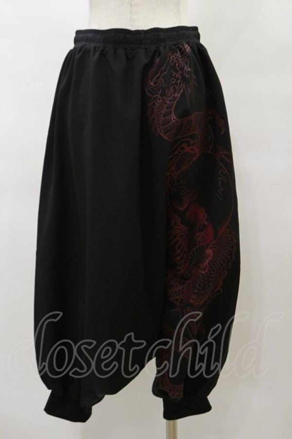 画像2: Qutie Frash / 2019プレミアム”紅鶴”サルエルパンツ  黒×赤 H-25-09-23-060-QU-PA-KB-ZH (2)