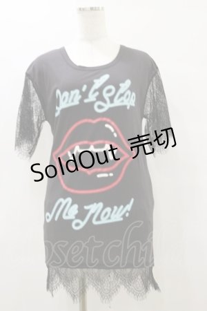 画像: 【SALE】HELL CAT PUNKS / レース切り替えTシャツワンピ F 黒 H-25-09-23-068-PU-OP-KB-ZT492