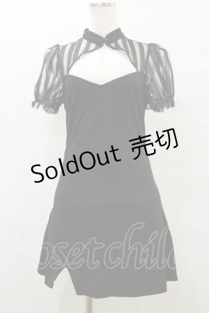 画像: PUNK RAVE / Chinese Style Silk Fan Cheongsam Dress M ブラック H-25-09-23-072-PU-OP-KB-ZH