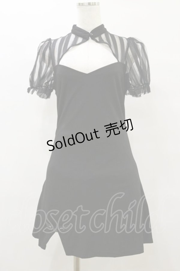 画像1: PUNK RAVE / Chinese Style Silk Fan Cheongsam Dress M ブラック H-25-09-23-072-PU-OP-KB-ZH (1)