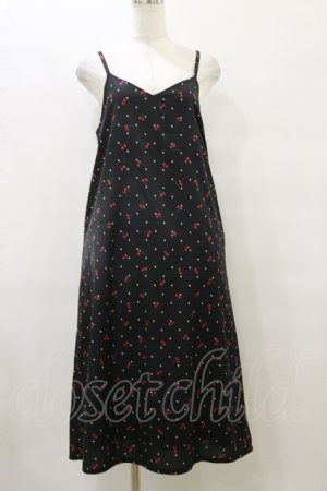 画像: Candy Stripper / TINY CHERRY CAMISOLEワンピース  ブラック H-25-09-23-074-PU-OP-KB-ZH