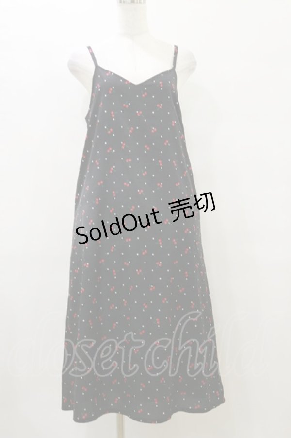 画像1: Candy Stripper / TINY CHERRY CAMISOLEワンピース  ブラック H-25-09-23-074-PU-OP-KB-ZH (1)