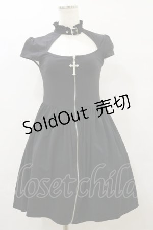 画像: KILL STAR / クロスチャームフロントZIPワンピース XS 黒 H-25-09-23-075-SL-OP-KB-ZH