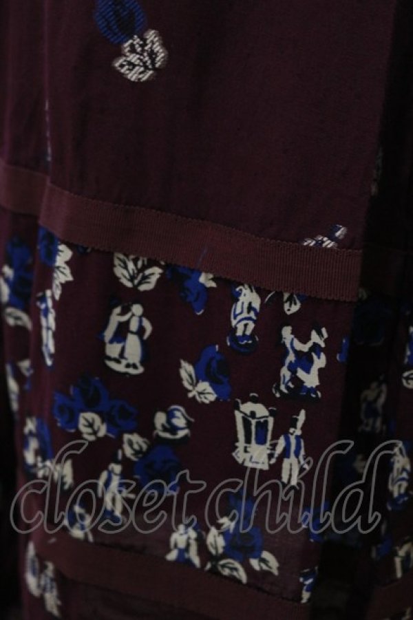 画像4: Jane Marple Dans Le Salon / Dance with roses jacquardワーキングドレス  ボルドーミックス H-25-09-23-076-JM-OP-KB-ZH (4)