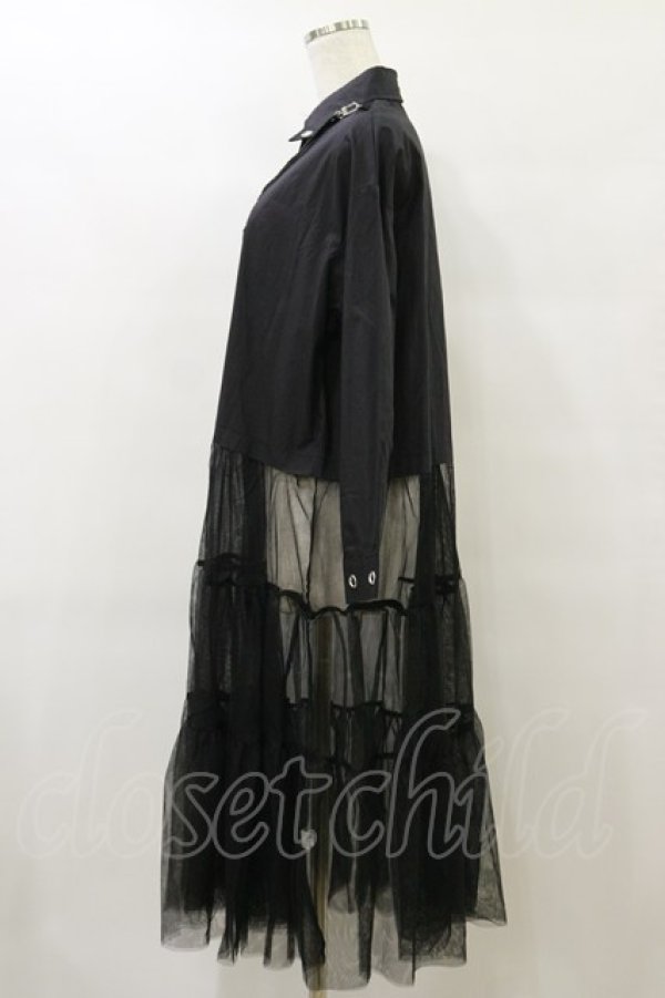 画像3: HELL CAT PUNKS / シャツ切替チュールワンピ F 黒 H-25-09-23-078-PU-OP-KB-ZH (3)
