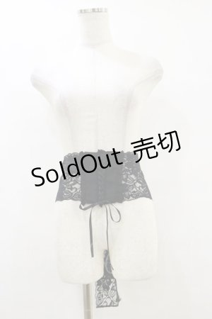 画像: MARBLE / コルセット型フェミニンレースベルト  黒 H-25-09-23-007-GO-ZA-KB-ZH