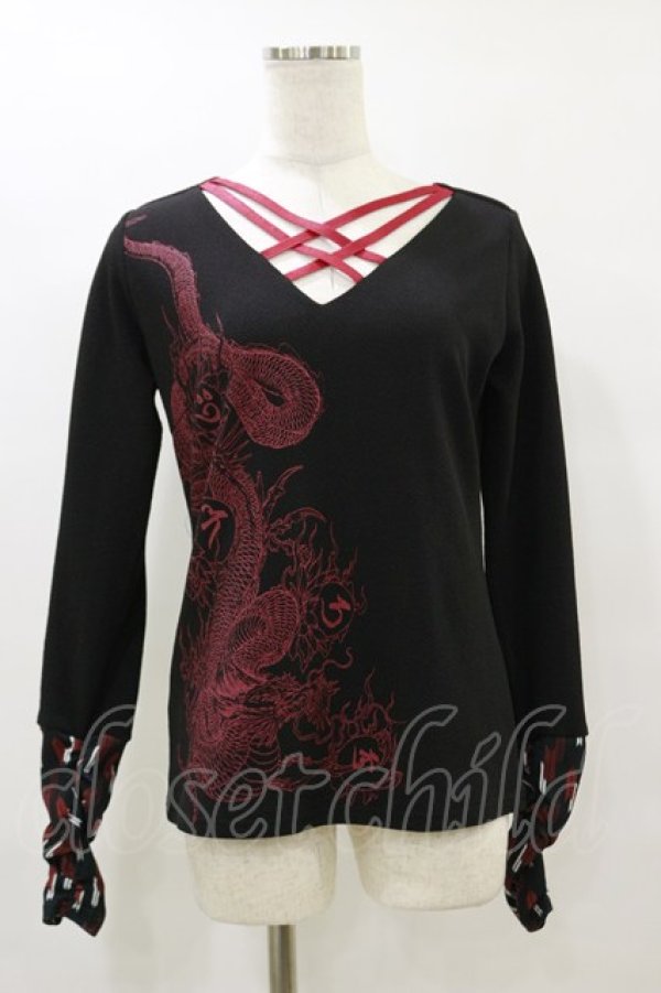 画像1: Qutie Frash / クロスインナーT  黒×赤 H-25-09-23-034-QU-TO-KB-ZH (1)