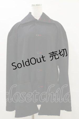 画像: h.ANARCHY / カラーステッチウールジャケット  黒×赤 H-25-09-23-035-HN-JA-KB-ZH