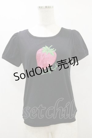 画像: Shirley Temple / ストロベリーパフカットソー Ladies ブラック H-25-09-23-036-ET-TO-KB-ZH