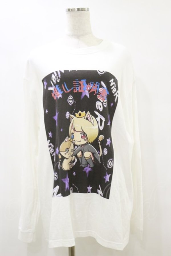 画像1: NieR Clothing / プリントLONG CUTSEW XL 白 H-25-09-23-040-PU-TO-KB-ZH (1)