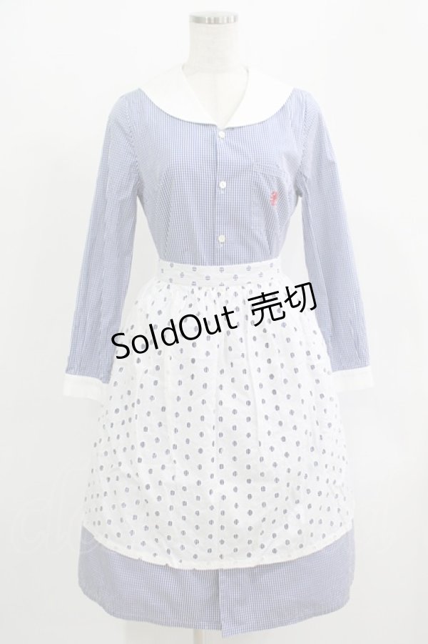 画像1: ネバアランド / 仔羊エプロンワンピース  青 H-25-09-24-001-LO-OP-KB-ZH (1)