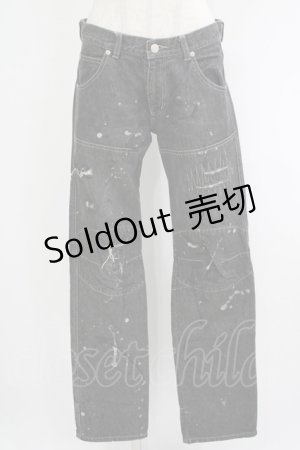 画像: ALGONQUINS / ダメージペイントデニムパンツ  グレー H-25-09-24-030-AL-PA-KB-ZH