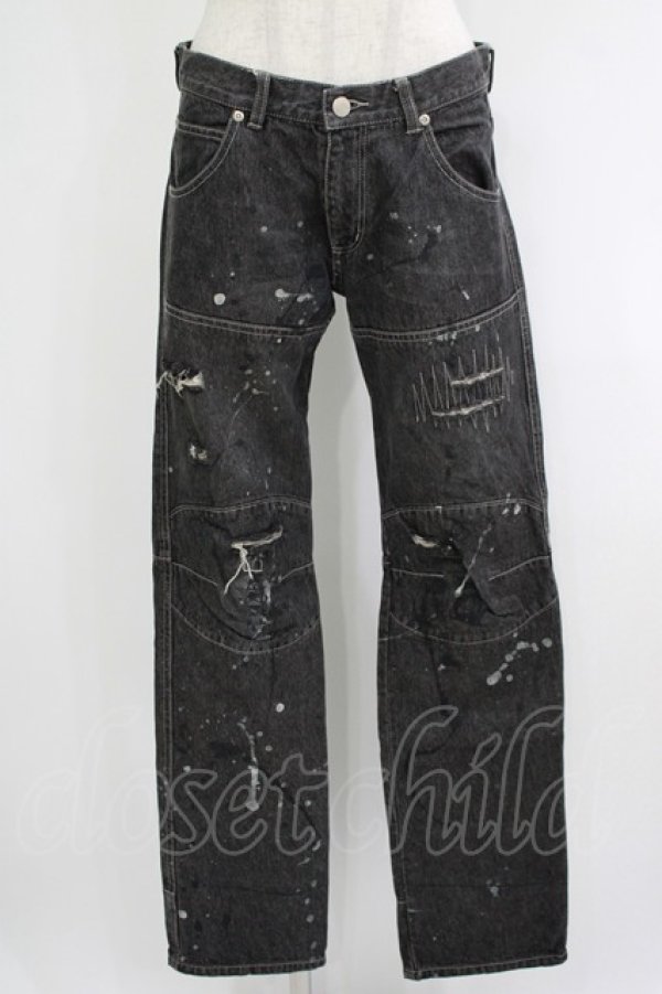 画像1: ALGONQUINS / ダメージペイントデニムパンツ  グレー H-25-09-24-030-AL-PA-KB-ZH (1)