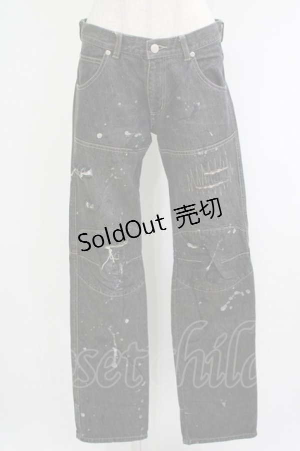 画像1: ALGONQUINS / ダメージペイントデニムパンツ  グレー H-25-09-24-030-AL-PA-KB-ZH (1)