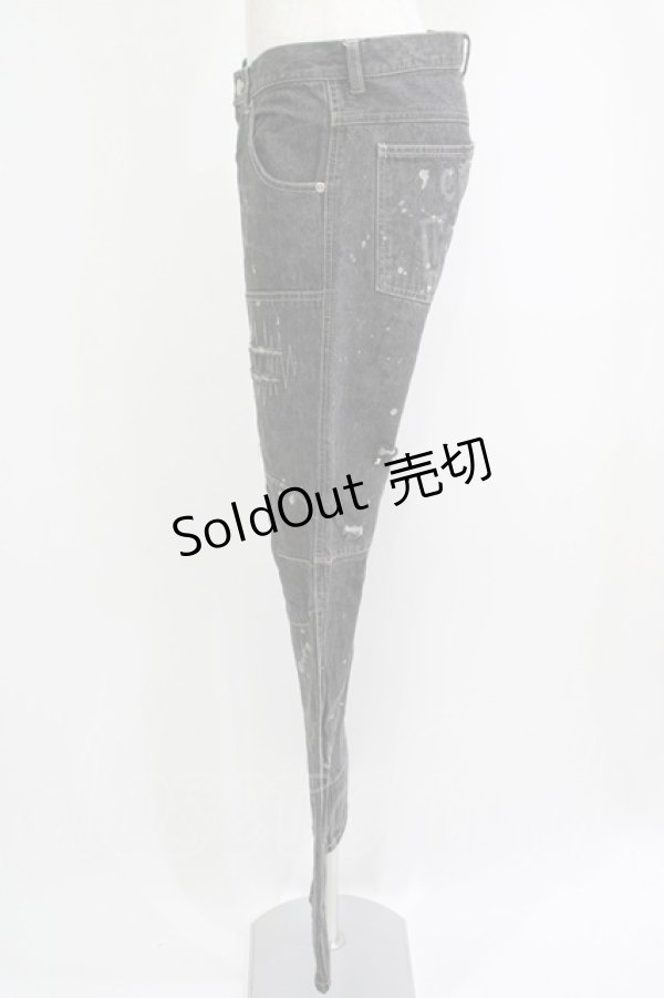 画像2: ALGONQUINS / ダメージペイントデニムパンツ  グレー H-25-09-24-030-AL-PA-KB-ZH (2)