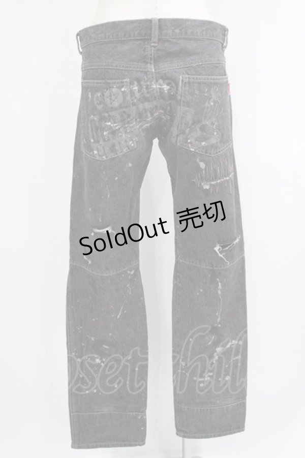 画像3: ALGONQUINS / ダメージペイントデニムパンツ  グレー H-25-09-24-030-AL-PA-KB-ZH (3)