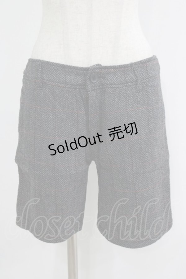 画像1: PEACE NOW / ウールチェックハーフパンツ  グレー H-25-09-24-033-PU-PA-KB-ZH (1)