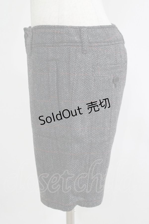 画像2: PEACE NOW / ウールチェックハーフパンツ  グレー H-25-09-24-033-PU-PA-KB-ZH (2)