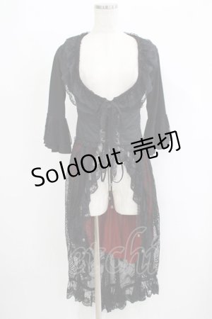 画像: Qutie Frash / コルセットレイヤード風ガウンカーデ  黒×赤 H-25-09-24-039-QU-TO-KB-ZH