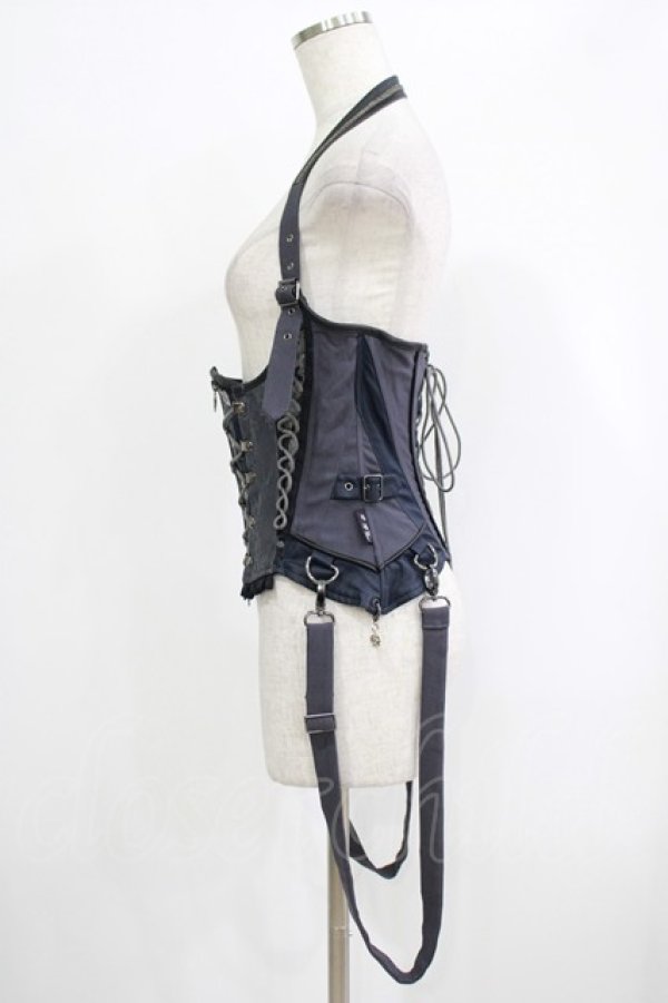 画像2: OZZ ANGELO / 薔薇刺繍コルセットビスチェ  グレー H-25-09-24-045-OO-TO-KB-ZH (2)