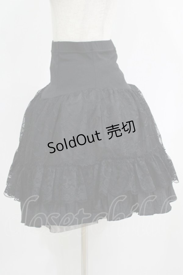 画像2: Qutie Frash / 蜘蛛の巣レースティアードスカート  黒 H-25-09-24-005-QU-SK-KB-ZH (2)