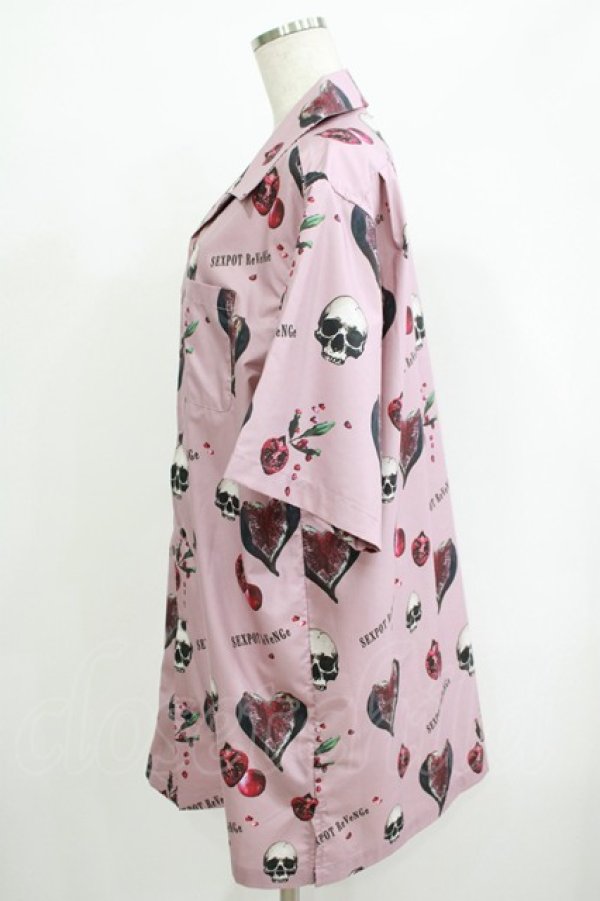 画像3: SEX POT ReVeNGe / Skull Pomegranate Full Summer Big Shirt  ピンク H-25-09-24-048-SP-BL-KB-ZT493 (3)