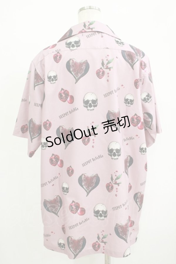 画像4: 【SALE】SEX POT ReVeNGe / Skull Pomegranate Full Summer Big Shirt  ピンク H-25-09-24-048-SP-BL-KB-ZT493 (4)