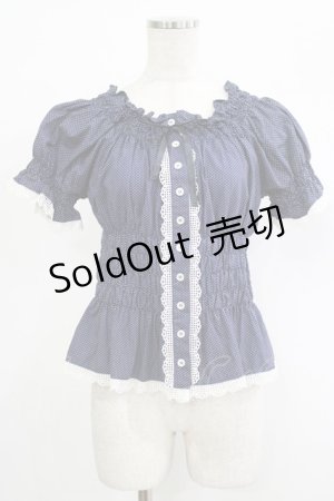 画像: Jane Marple / ドットシャーリングブラウス  ネイビー H-25-09-24-049-JM-BL-KB-ZH