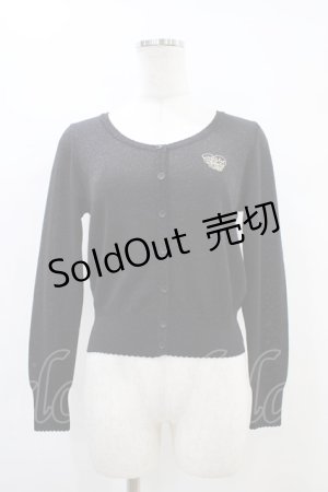 画像: Emily Temple cute / ハートロゴ刺繍ラメニットカーディガン  ブラック H-25-09-24-1043-ET-TO-KB-ZH