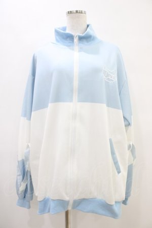 画像: ACDC RAG / ドットネコジャージジャケット  ホワイト×パステルブルー H-25-09-24-1045-PU-JA-KB-ZH