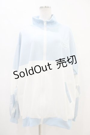 画像: ACDC RAG / ドットネコジャージジャケット  ホワイト×パステルブルー H-25-09-24-1045-PU-JA-KB-ZH