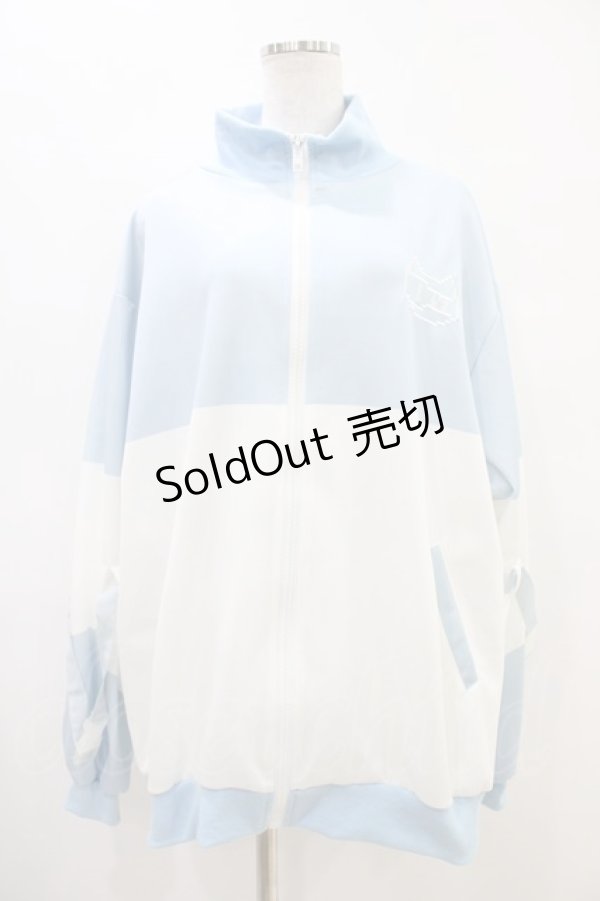 画像1: ACDC RAG / ドットネコジャージジャケット  ホワイト×パステルブルー H-25-09-24-1045-PU-JA-KB-ZH (1)