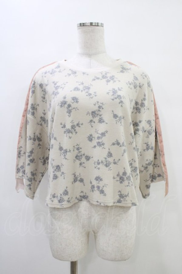 画像1: merry jenny / flowerワッフルtops  ピンクベージュ H-25-09-24-1047-LO-TO-KB-ZH (1)