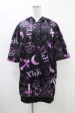 画像1: NieR Clothing / 半袖プルパーカー F 黒×紫 H-25-09-24-1055-PU-TO-KB-ZH (1)