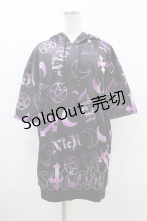 画像: NieR Clothing / 半袖プルパーカー F 黒×紫 H-25-09-24-1055-PU-TO-KB-ZT495