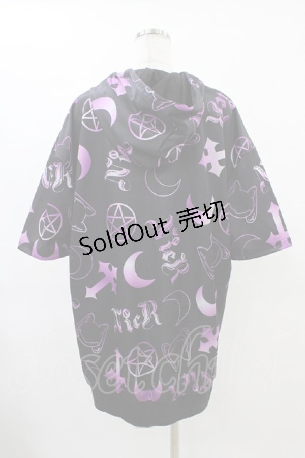 画像2: NieR Clothing / 半袖プルパーカー F 黒×紫 H-25-09-24-1055-PU-TO-KB-ZT495 (2)