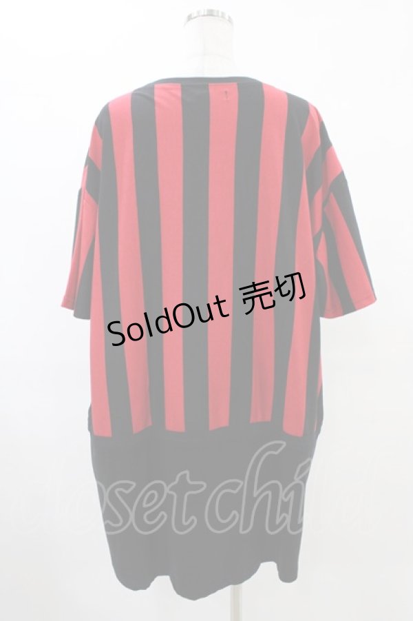 画像2: HELL CAT PUNKS / ストライプ切り替えBIG Tシャツ F 黒×赤 H-25-09-24-1056-PU-TO-KB-ZT1104J (2)