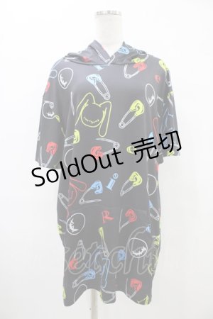 画像: NieR Clothing / 半袖プルパーカー F 黒 H-25-09-24-1057-PU-TO-KB-ZT1104J