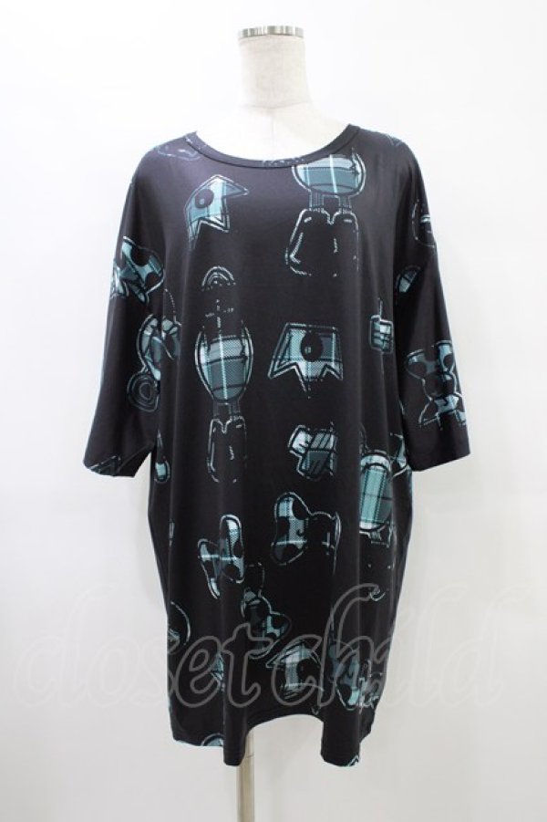 画像1: NieR Clothing / プリント半袖CUTSEW F 黒 H-25-09-24-1058-PU-TO-KB-ZH (1)
